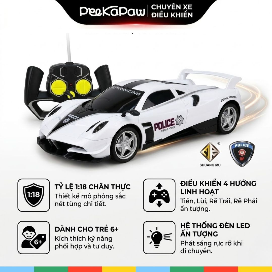 Xe cảnh sát điều khiển từ xa Top Speed dáng thể thao 565-X11 PeeKaPaw Toys
