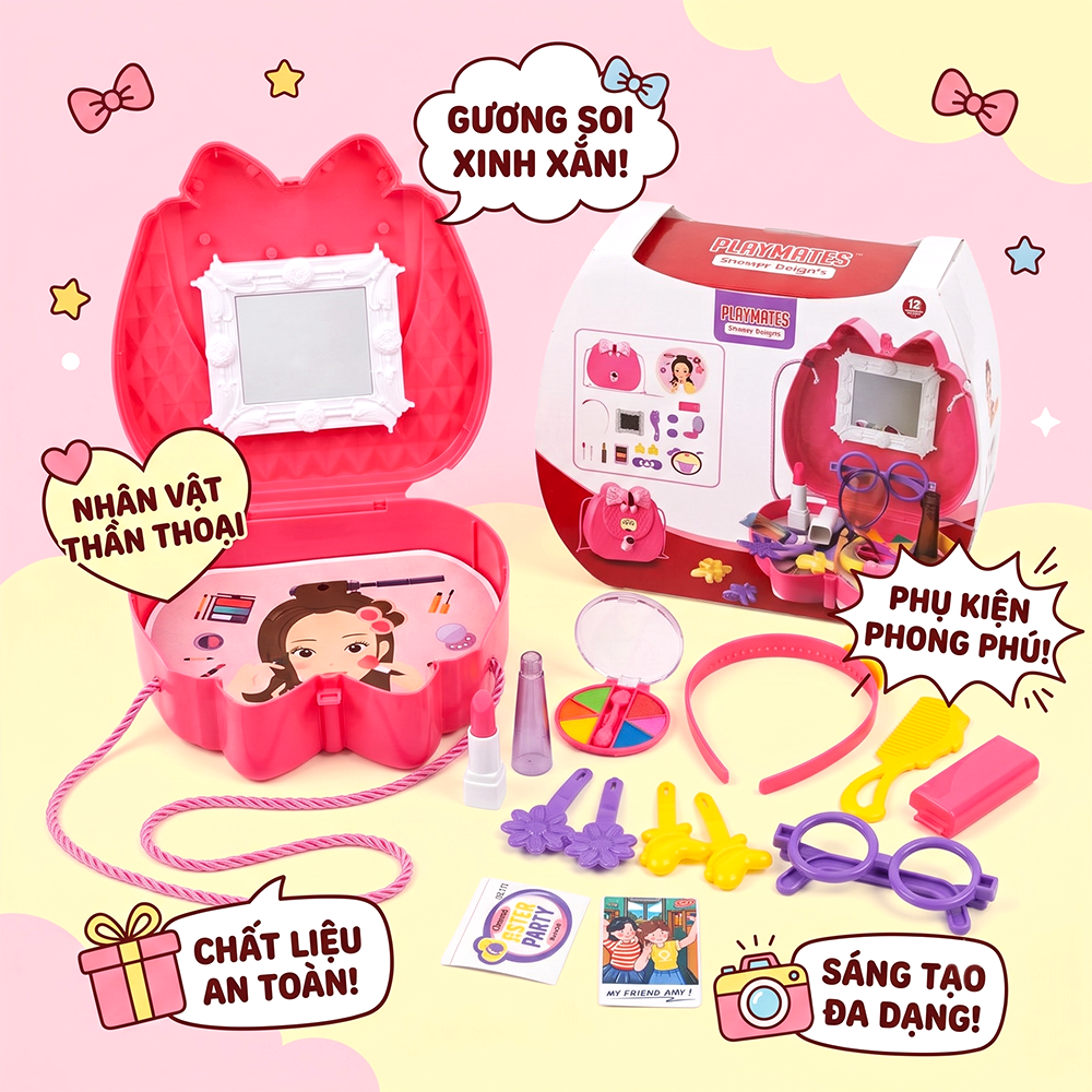 Túi đeo vai đồ trang điểm búp bê 17 món 12L03 PeeKaPaw Toys