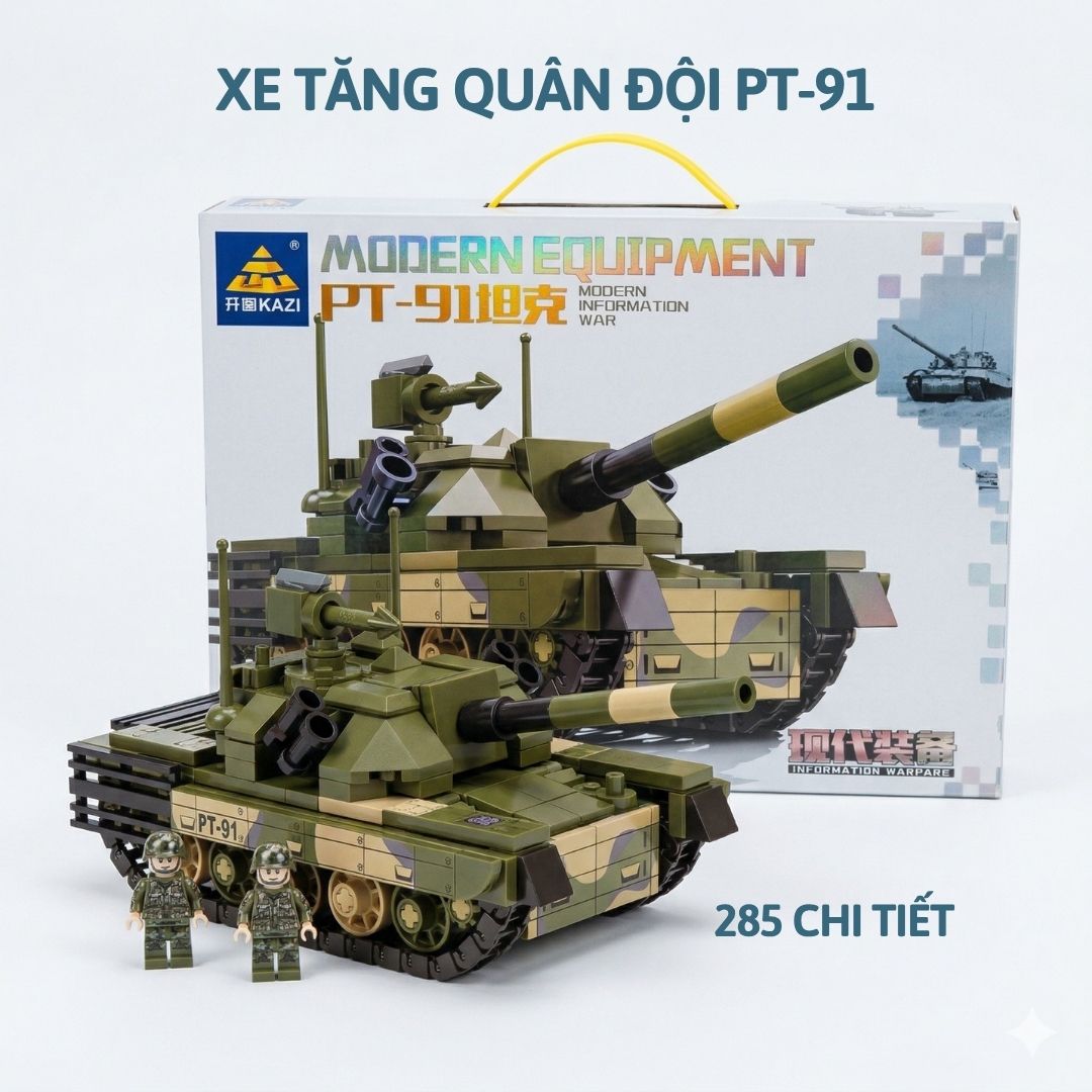 Bộ Lắp Ráp Xe Tăng Quân Đội KAZI Mô Hình Xe Tăng Chiến Đấu Có Lính PeeKaPaw Toys