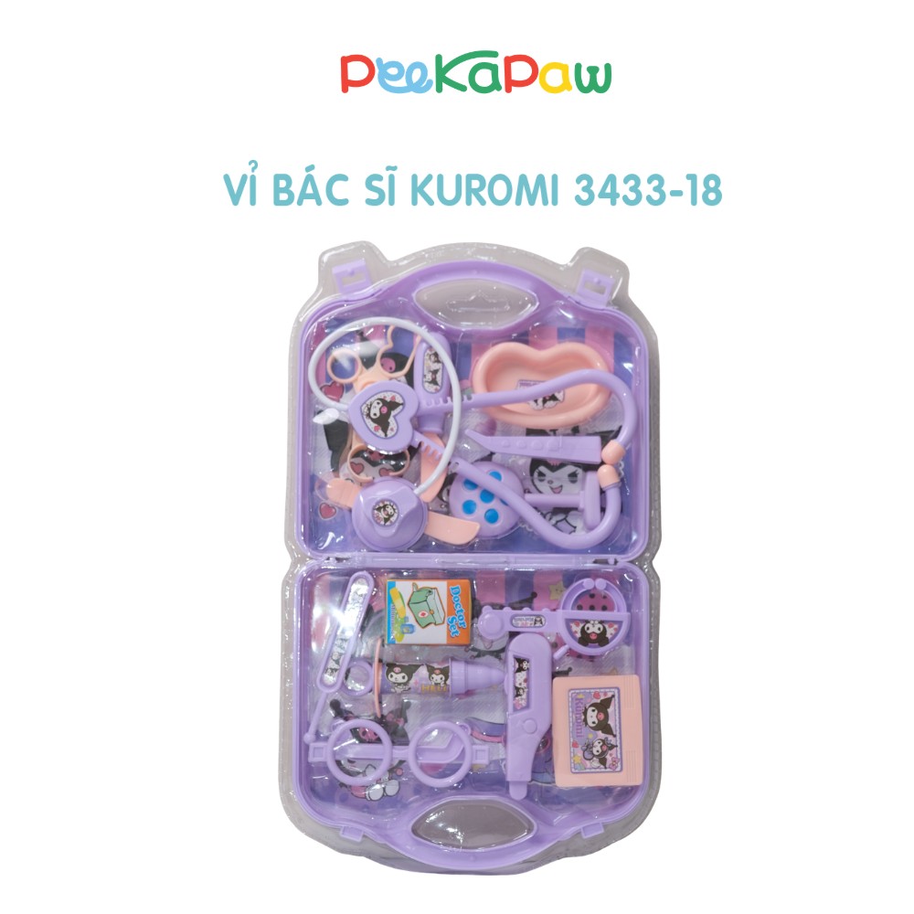 Vỉ đồ chơi nhập vai bác sĩ dụng cụ khám bệnh Kuromi 3433-18 PeeKaPaw Toys