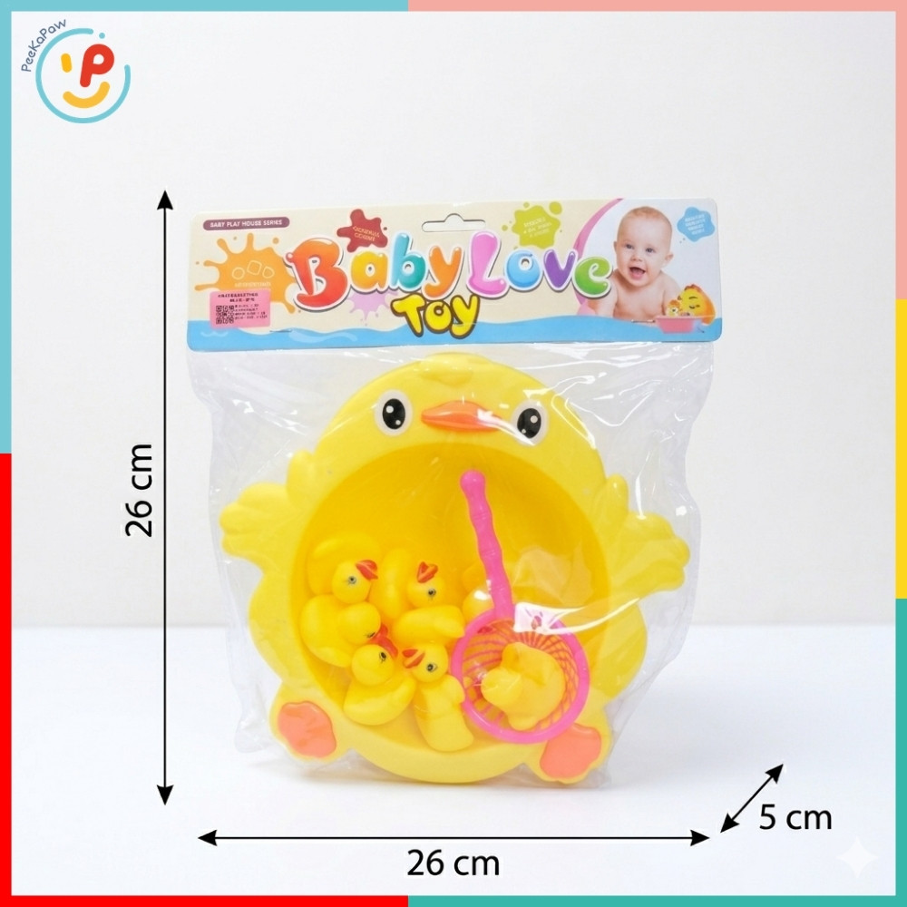 Thau 8 chú vịt con chút chít kèm vợt 916-47 đồ chơi nhà tắm PeeKaPaw Toys
