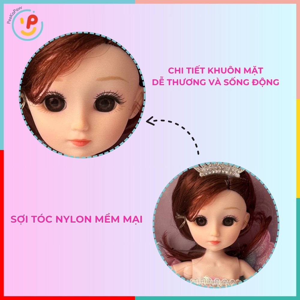 Búp bê nàng tiên cá váy sequin lấp lánh kèm hộp sò phụ kiện 1688-105 PeeKaPaw Toys