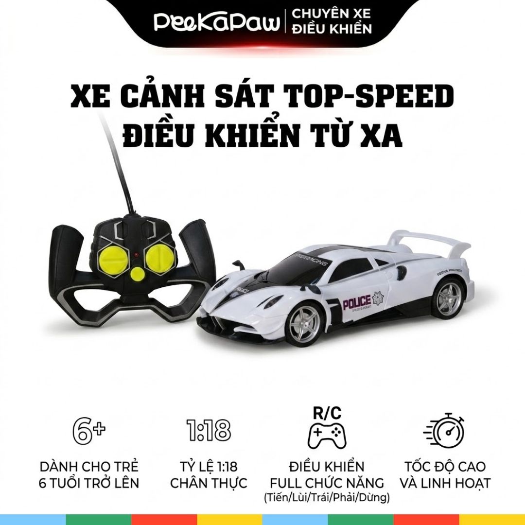 Xe cảnh sát điều khiển từ xa Top Speed dáng thể thao 565-X11 PeeKaPaw Toys
