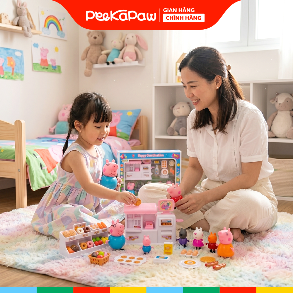 Đồ Chơi Gia Đình Heo Hồng và Cửa hàng mini YM266-34 PeeKaPaw Toys