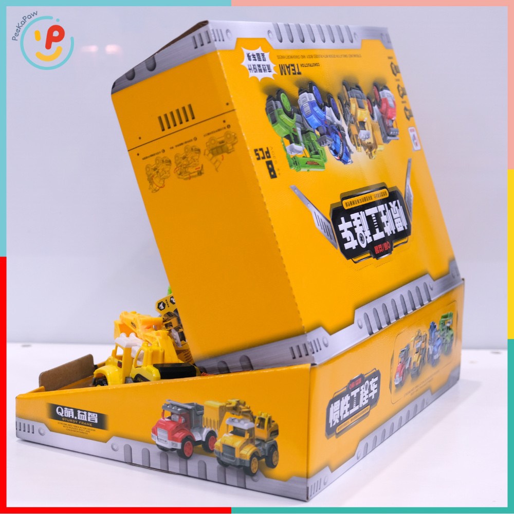 Hộp 8 xe công trình chạy trớn mini 651 PeeKaPaw Toys