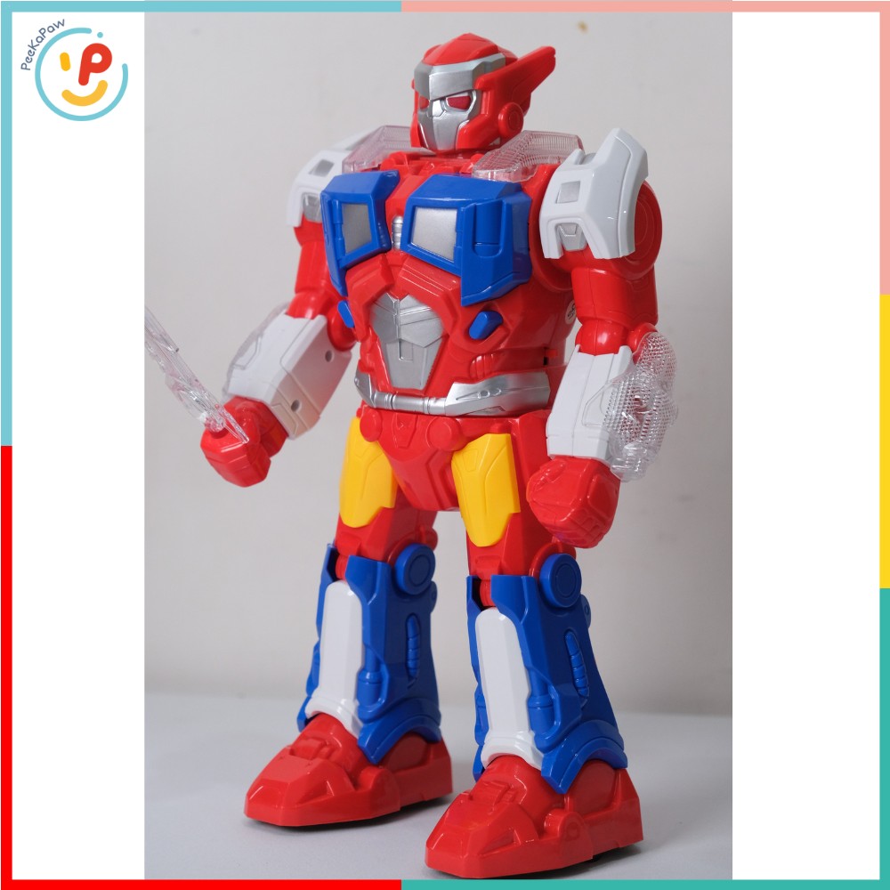 Robot siêu nhân có đèn âm thanh xoay 360 độ 3827 PeeKaPaw Toys
