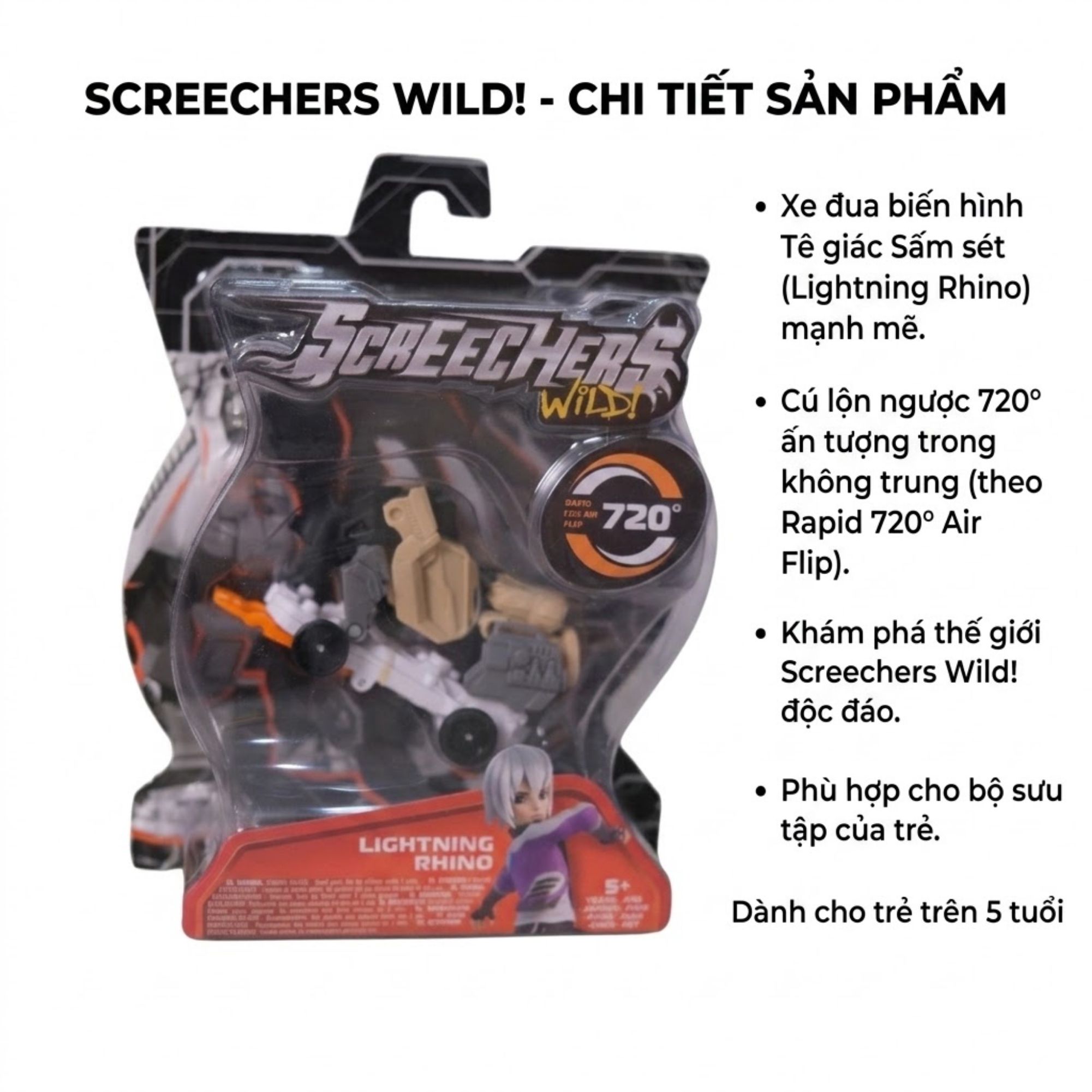 Xe Biến Hình Screechers Wild 720 Độ Tự Động Biến Hình PeeKaPaw Toys