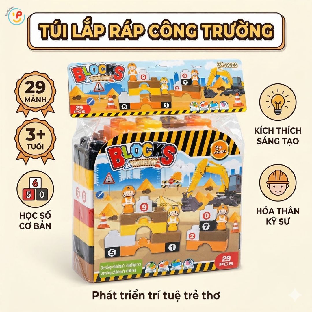 Túi lắp ráp xếp hình khối sáng tạo cho bé phát triển tư duy PeeKaPaw Toys