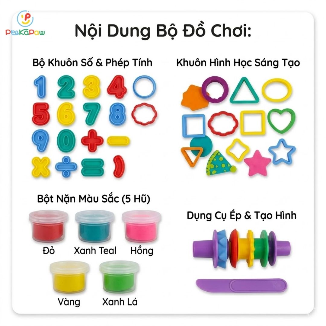 Đất Sét Nặn Tạo Hình Số Hình Khối Cho Bé Học Toán Sáng Tạo 5824-B PeeKaPaw Toys