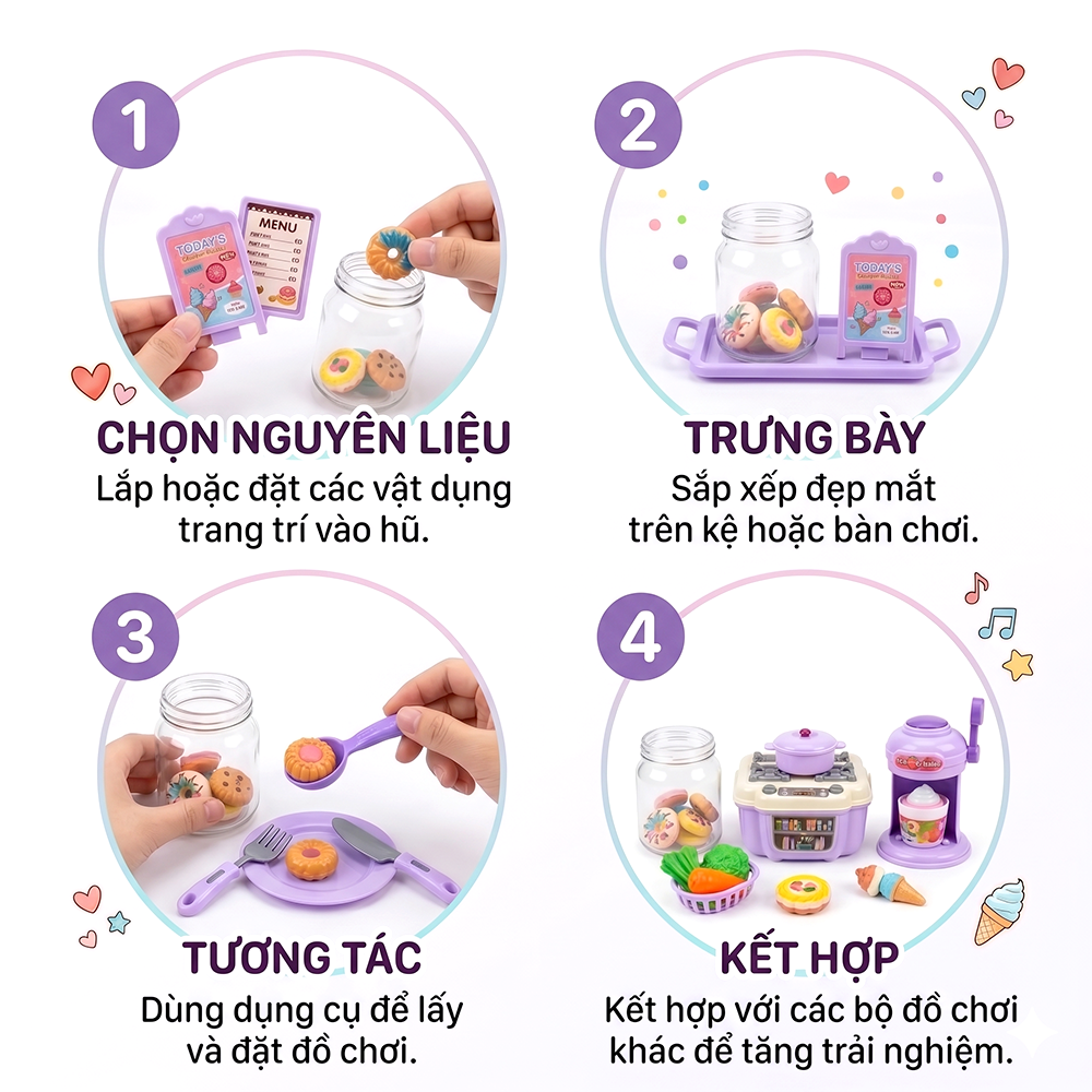 Vỉ đồ chơi nhà bếp thỏ tím máy làm kem lò nướng PeeKaPaw Toys