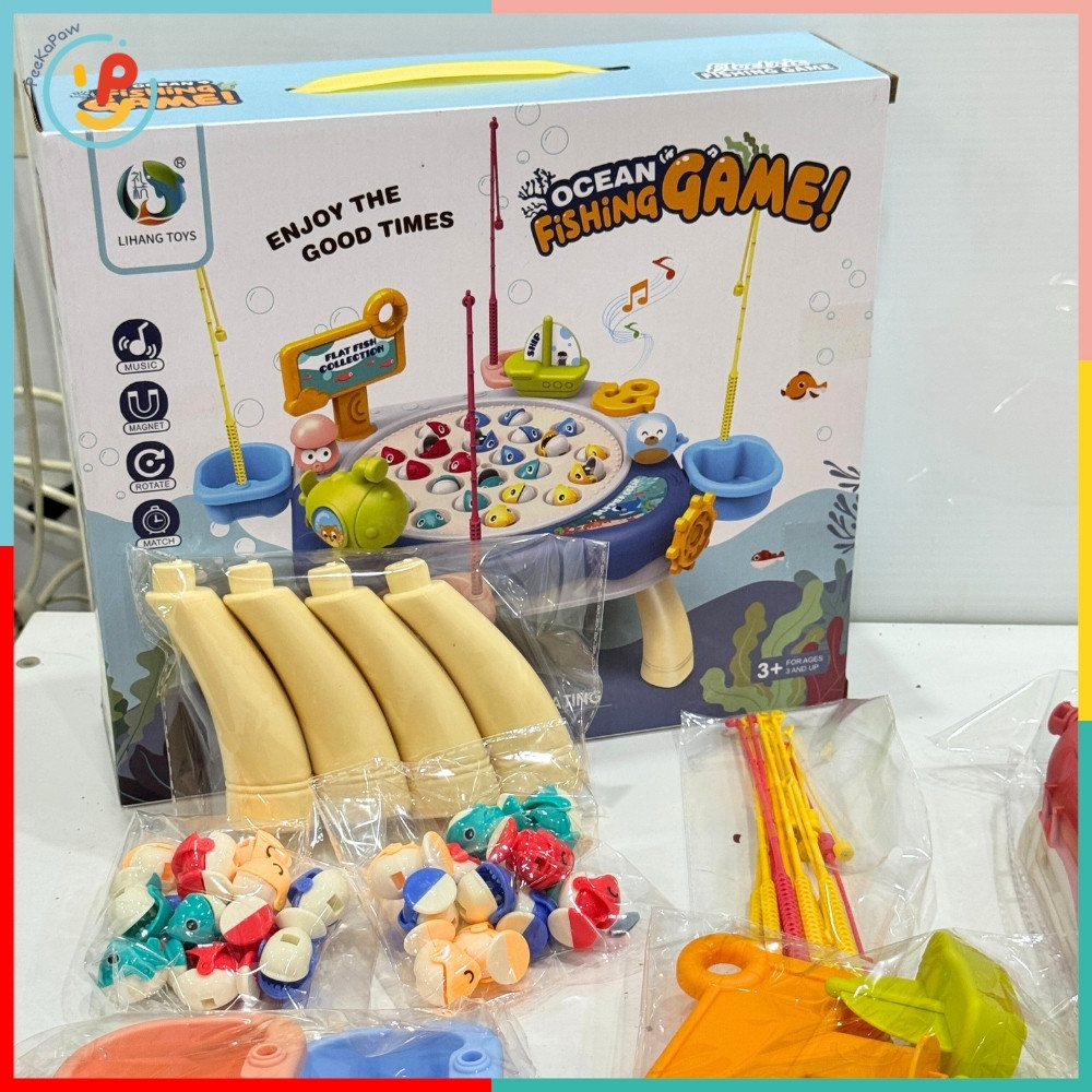 Đồ chơi bàn câu cá xoay kèm cần câu và cá mini 688-22 PeeKaPaw Toys