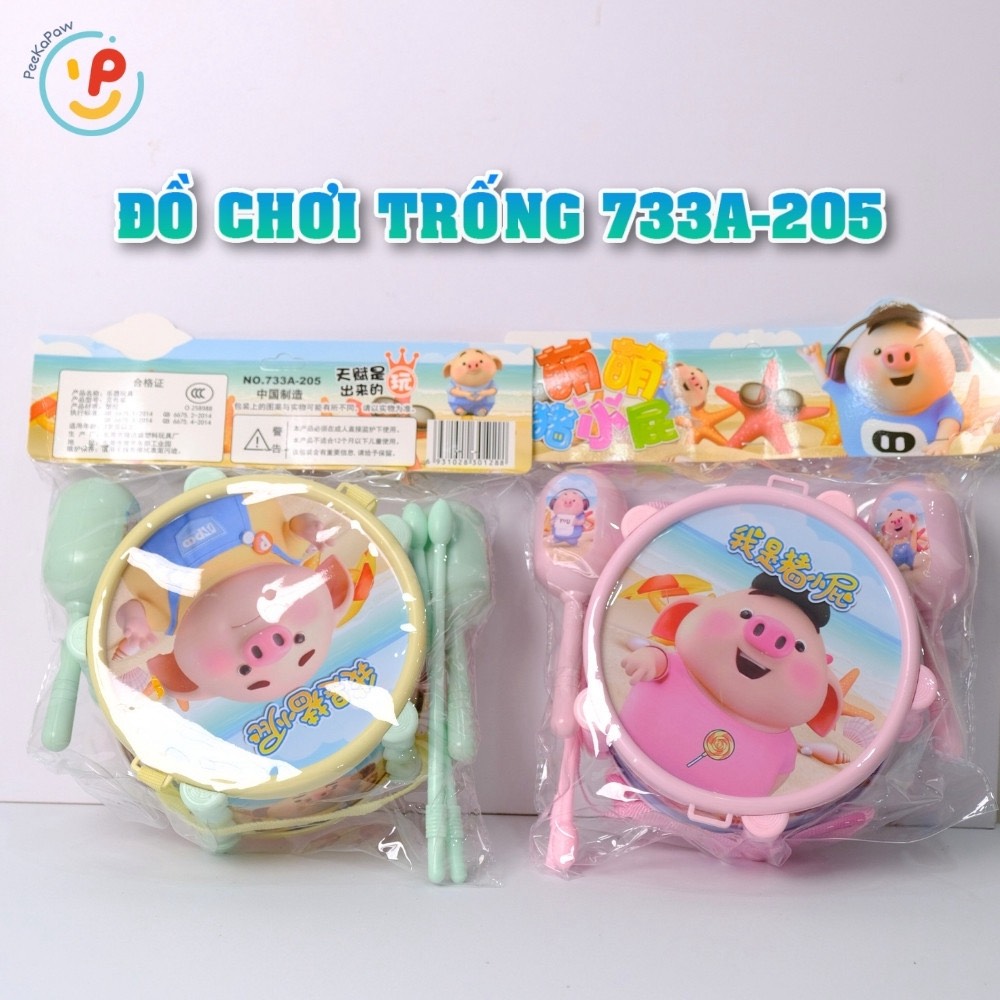Đồ chơi trống mini có lục lạc cho bé 733A205 PeeKaPaw Toys