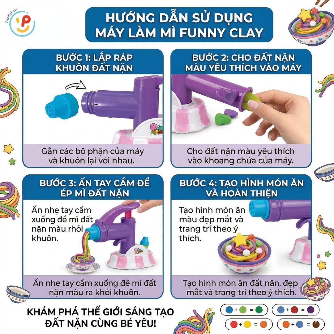 Đồ chơi nặn đất sét máy làm kem Funny Clay Đồ chơi sáng tạo CB5544 PeeKaPaw Toys