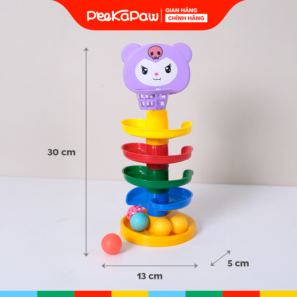 Trò chơi thả bóng cầu thang xoắn mèo tím 5 tầng 029 PeeKaPaw Toys