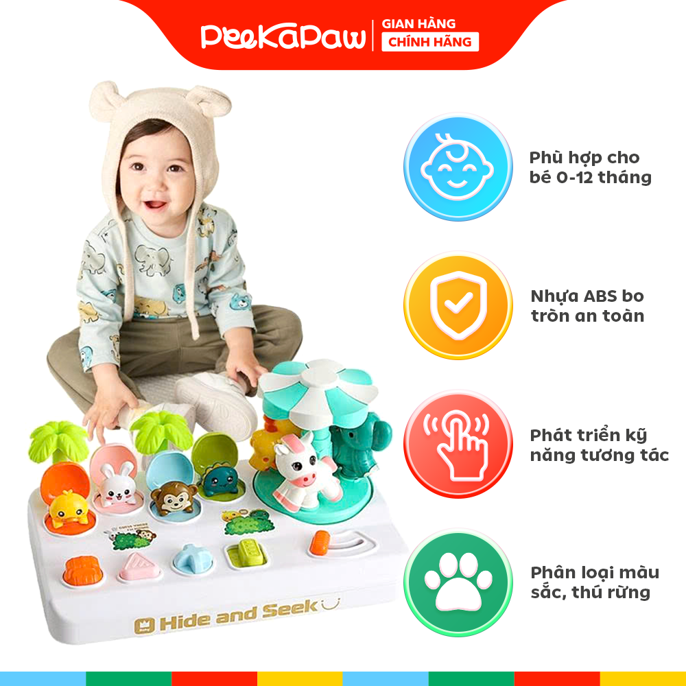 Đồ chơi tương tác cho bé 0-12 tháng Trốn tìm thú rừng Montessori