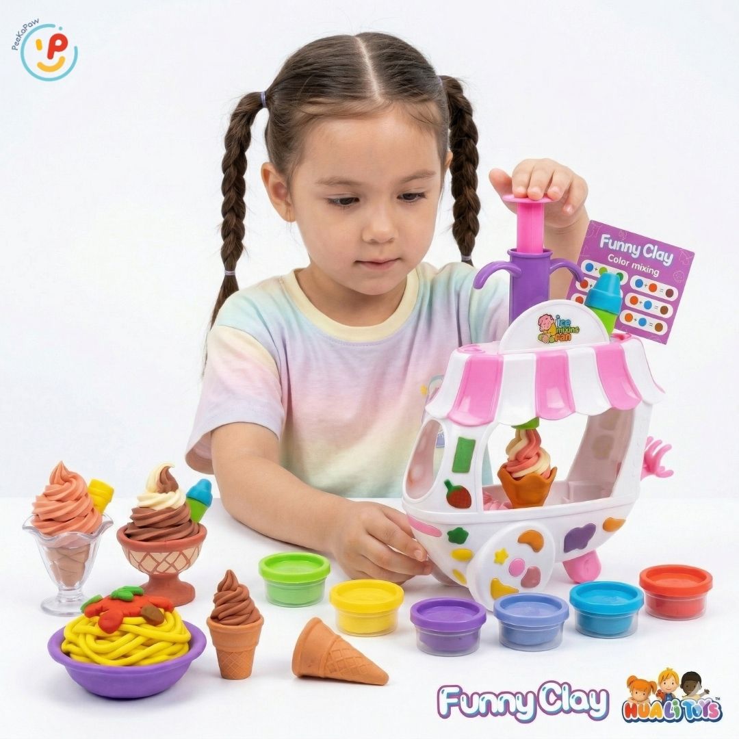 Đồ chơi nặn đất sét máy làm kem Funny Clay Đồ chơi sáng tạo CB5544 PeeKaPaw Toys