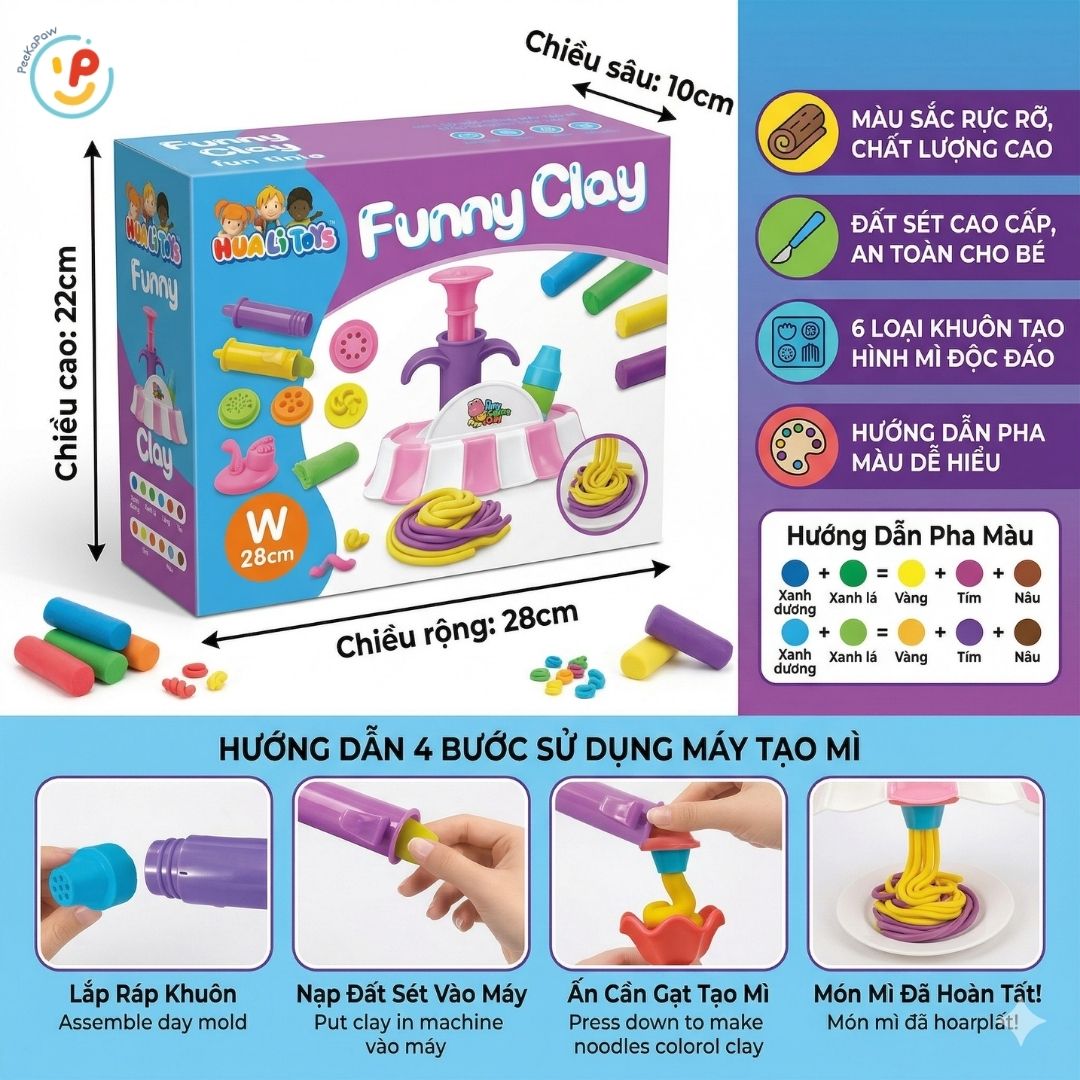 Đồ chơi nặn đất sét máy làm kem Funny Clay Đồ chơi sáng tạo CB5544 PeeKaPaw Toys