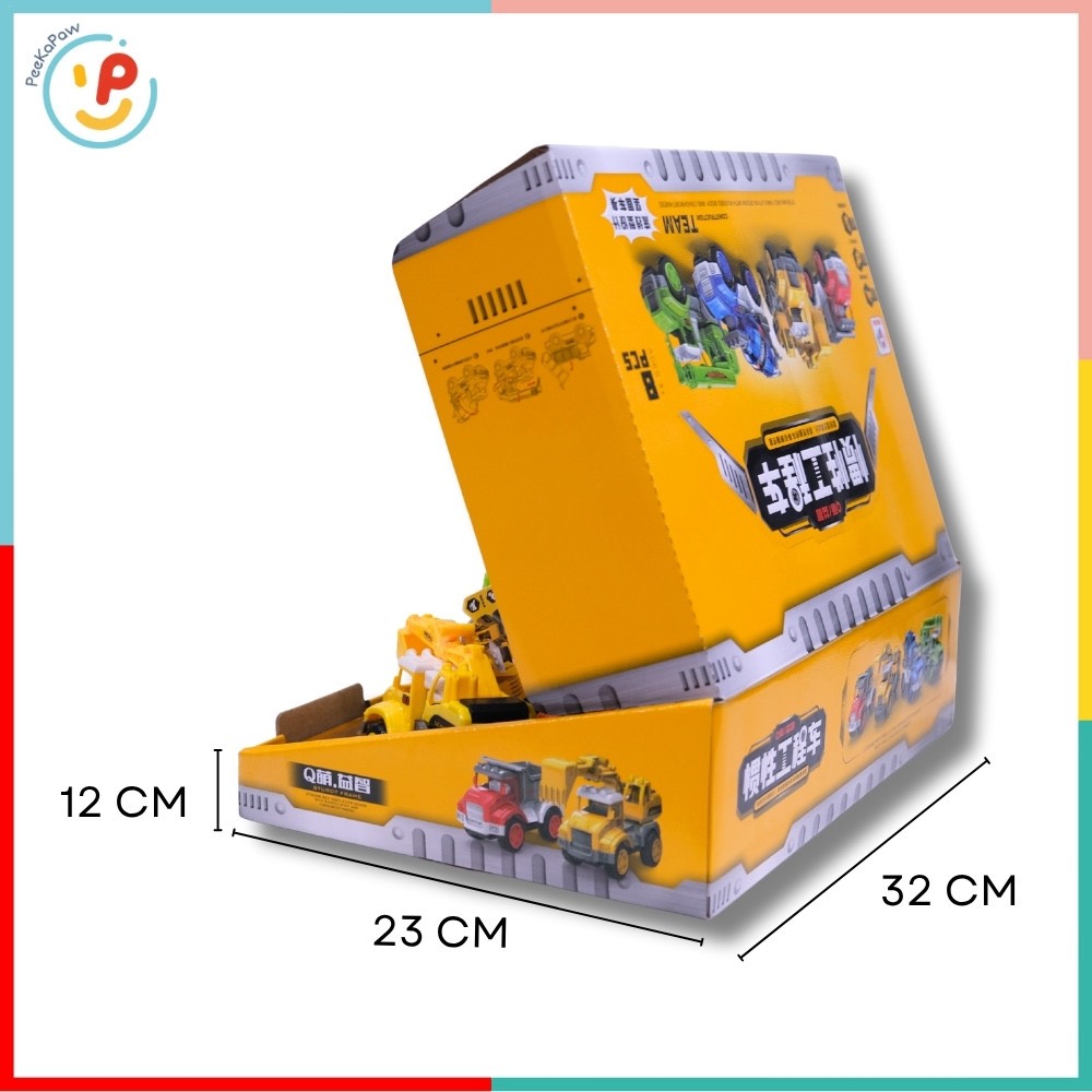 Hộp 8 xe công trình chạy trớn mini 651 PeeKaPaw Toys
