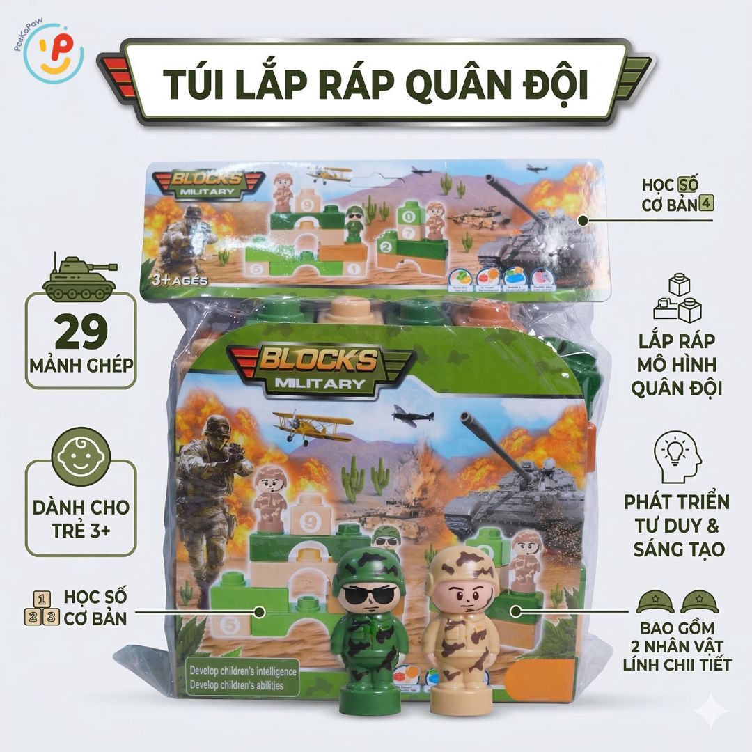Túi lắp ráp xếp hình khối sáng tạo cho bé phát triển tư duy PeeKaPaw Toys