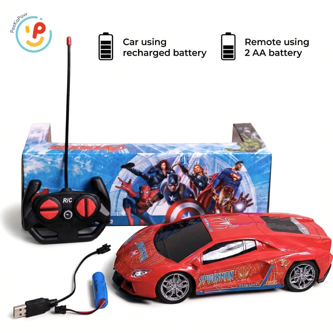 Xe Spiderman điều khiển từ xa pin sạc 045 PeeKaPaw Toys