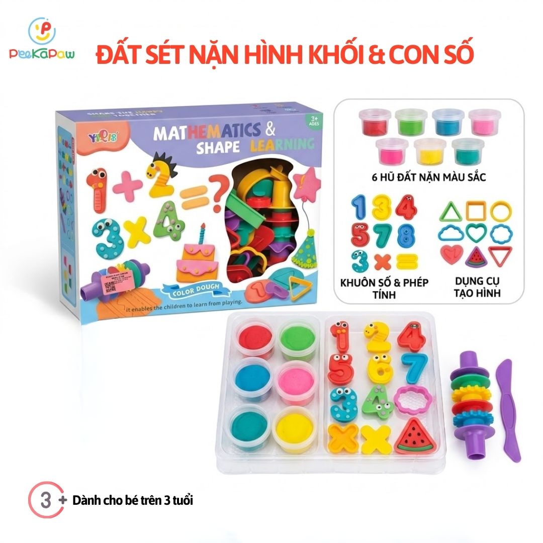 Đất Sét Nặn Tạo Hình Số Hình Khối Cho Bé Học Toán Sáng Tạo 5824-B PeeKaPaw Toys