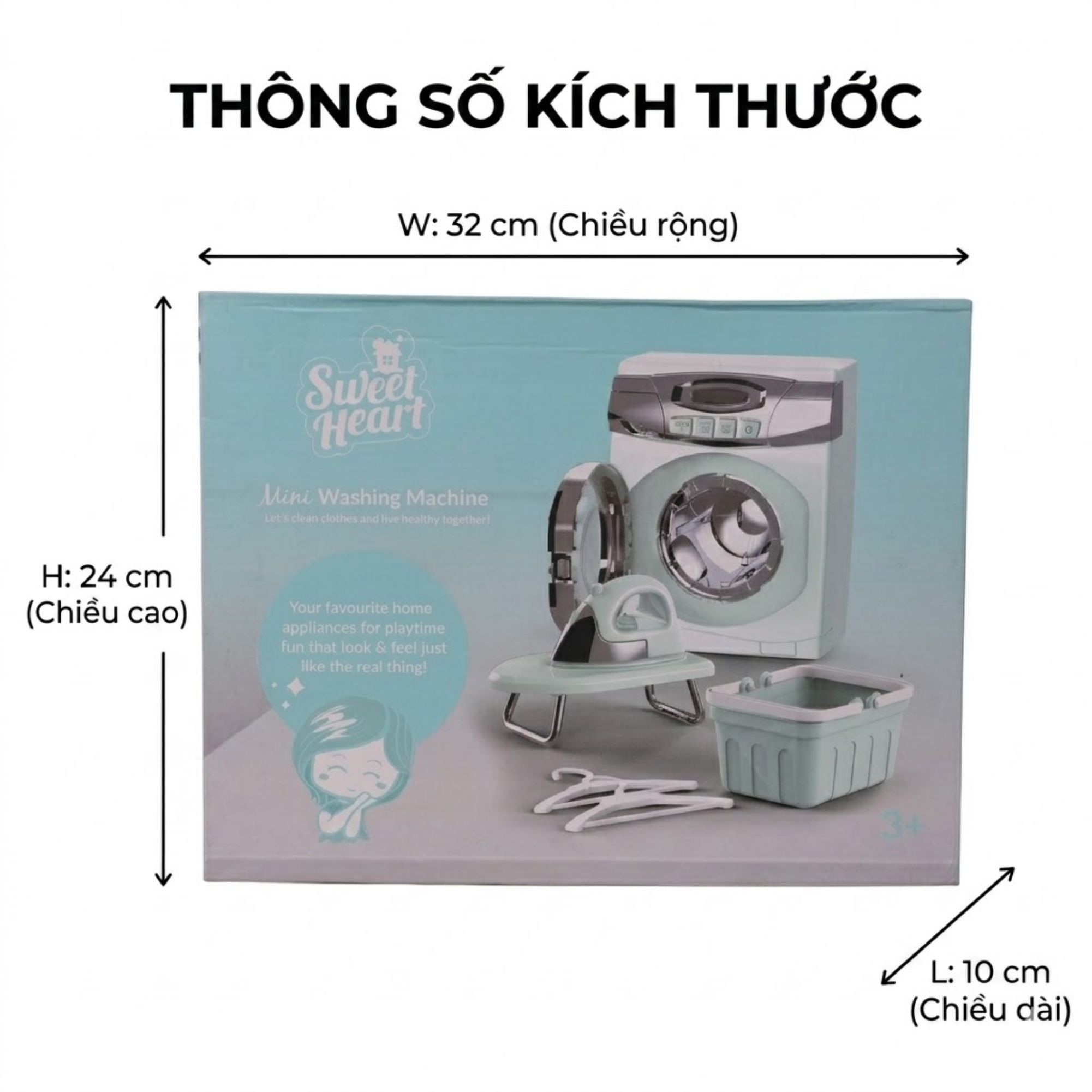 Máy Giặt Đồ Chơi Cho Bé Có Đèn Âm Thanh Kèm Bàn Ủi Rổ Giặt A1001-3 PeeKaPaw Toys
