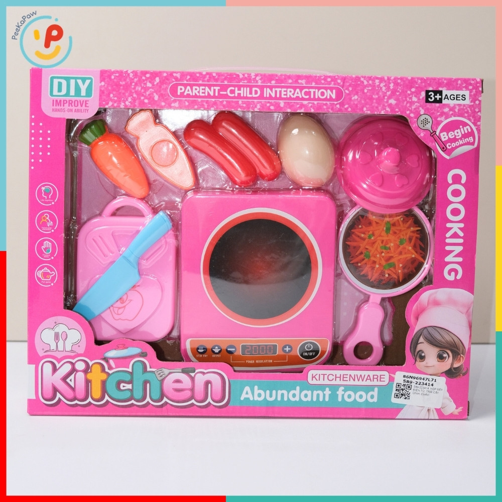 Hộp Đồ Chơi Bếp 9 Món Bếp Ga Bếp Điện Trái Cây Cắt 589 PeeKaPaw Toys