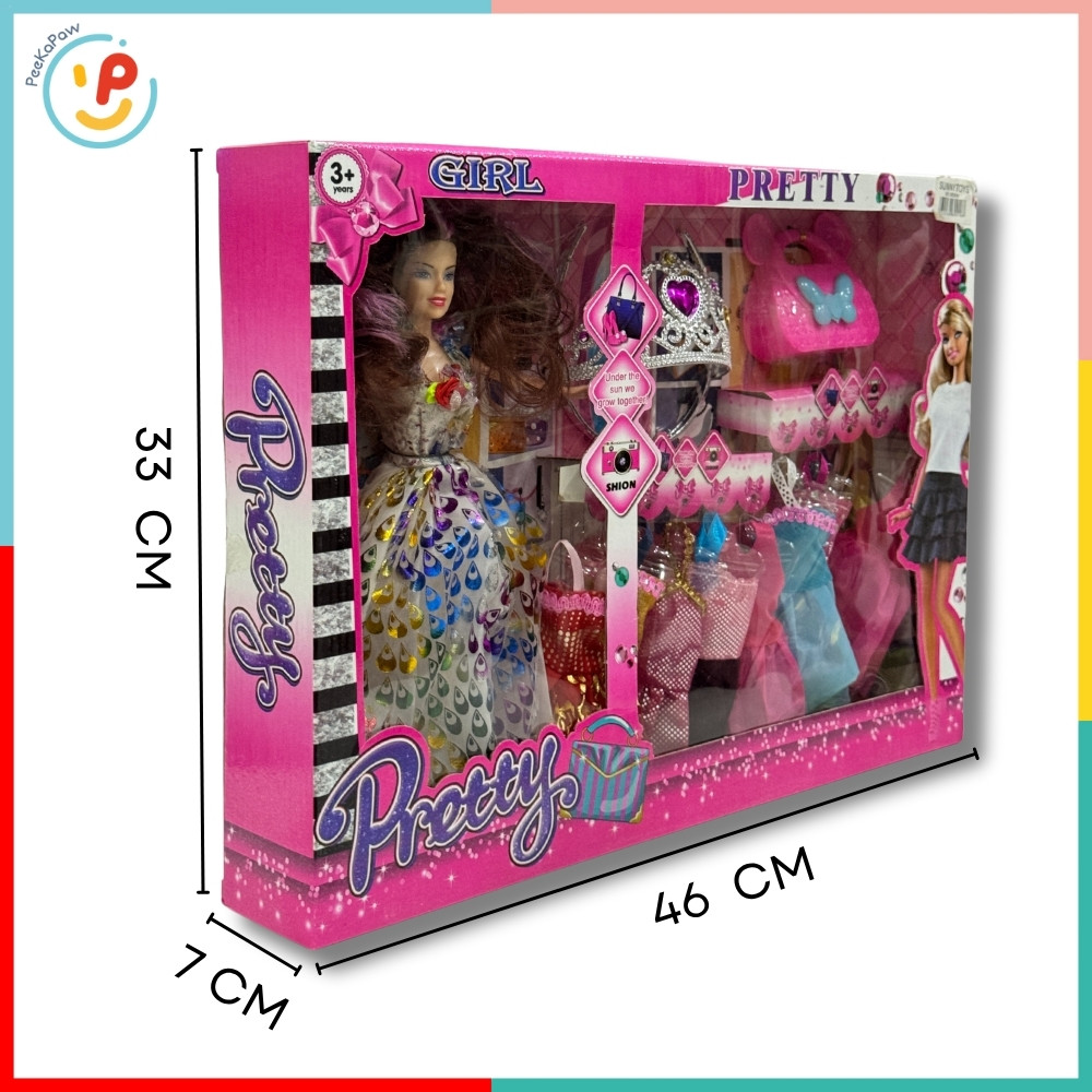 Búp bê thời trang công chúa váy dạ hội kèm phụ kiện vương miện túi xách – PeeKaPaw Toys