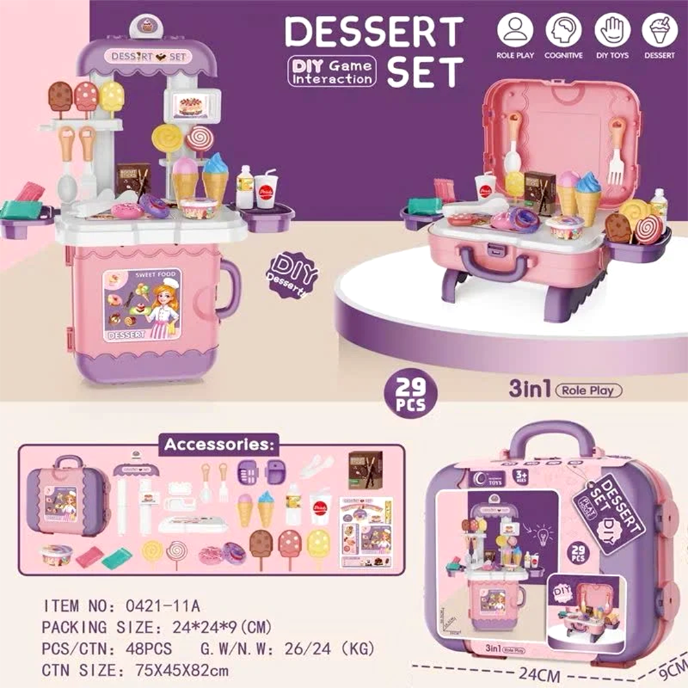Vali đồ chơi tiệm kem và bánh ngọt 29 chi tiết 0412-11A PeeKaPaw Toys