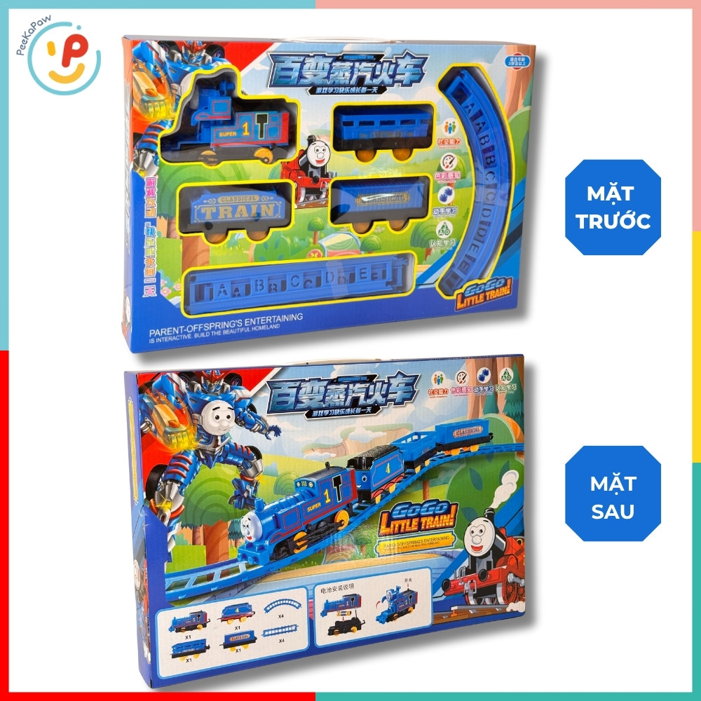 Bộ tàu hỏa đồ chơi lắp ráp đẩy trớn 989-222 kèm đường ray cho bé - PeeKaPaw Toys