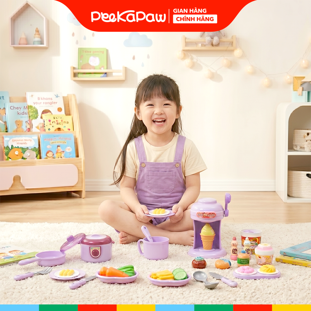 Vỉ đồ chơi nhà bếp thỏ tím máy làm kem lò nướng PeeKaPaw Toys