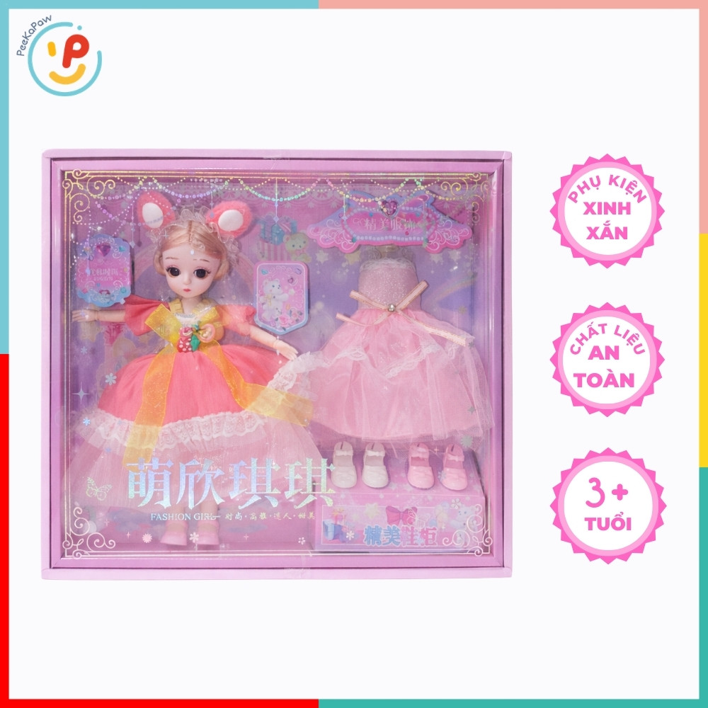 Hộp búp bê công chúa và phụ kiện giày váy thời trang 859-85 PeeKaPaw Toys