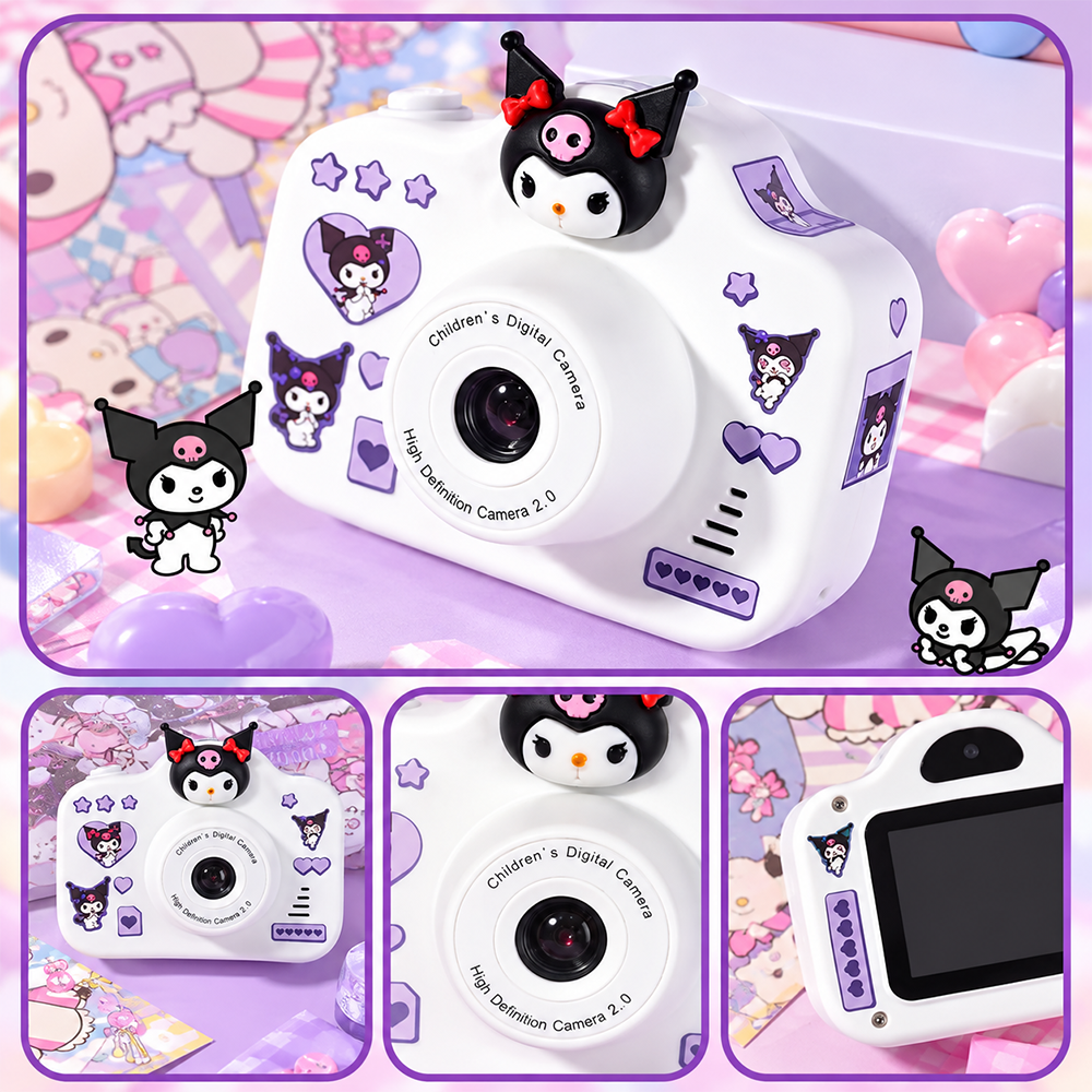 Máy chụp hình Kuromi Cinamoroll Melody đồ chơi 4 chức năng kèm thẻ nhớ 16 GB FQQ-01 PeeKaPaw Toys