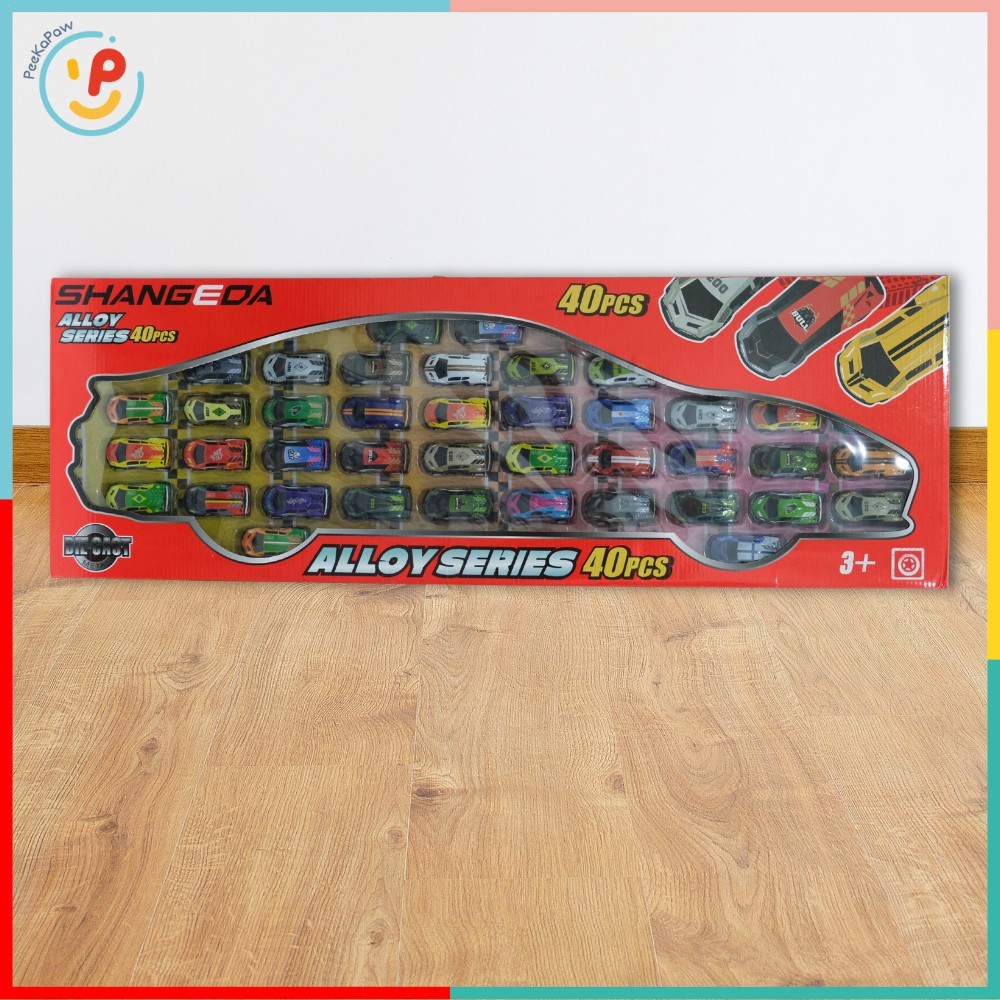 Hộp 40 Xe Ô Tô Mini Chạy Trớn Mẫu 911 Nhiều Màu Kiểu Thể Thao Cho Bé PeeKaPaw Toys