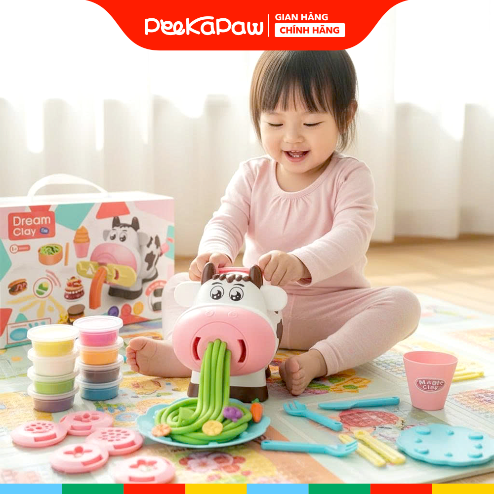Đồ chơi Đất sét khuôn nặn Bò sữa cán sợi mì 666-7 PeeKaPaw Toys