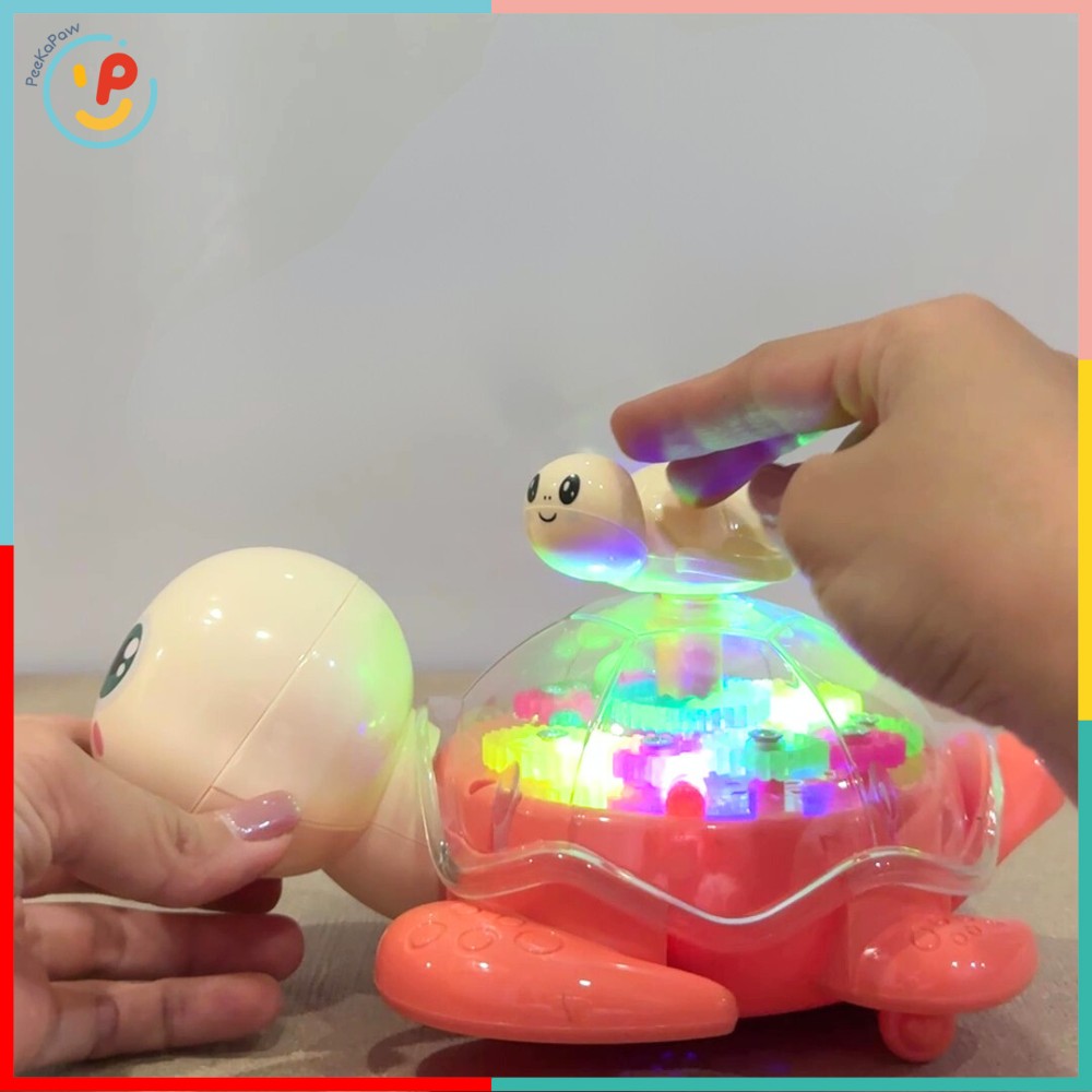 Đồ chơi rùa mẹ và rùa con trong suốt có đèn nhạc 8816 PeeKaPaw Toys