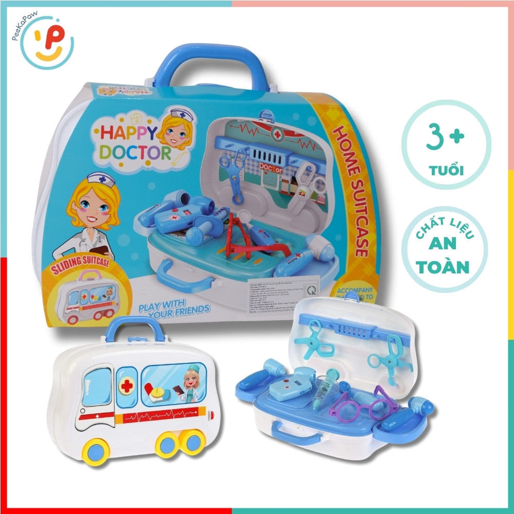 Vali đồ chơi bác sĩ 678-102 có bánh xe đồ chơi nhập vai PeeKaPaw Toys