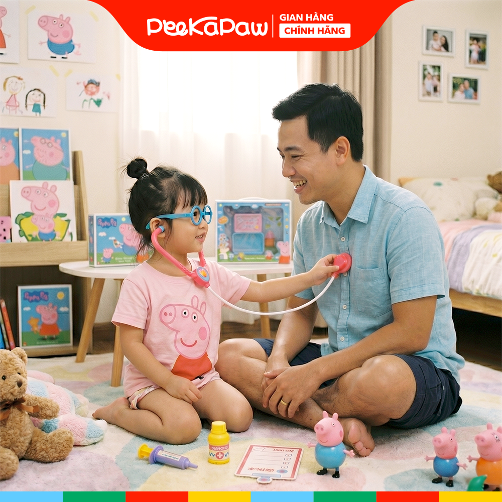 Đồ Chơi Mô Hình Gia Đình Heo Hồng Làm Bác Sĩ