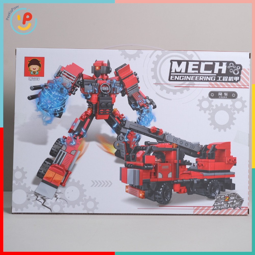 Đồ chơi lắp ráp robot biến hình xe cứu hỏa 429 chi tiết 939 PeeKaPaw Toys