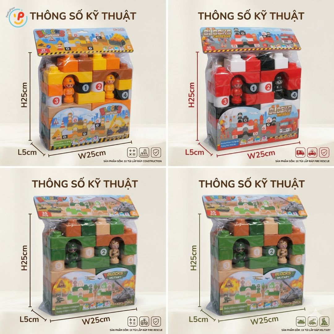 Túi lắp ráp xếp hình khối sáng tạo cho bé phát triển tư duy PeeKaPaw Toys
