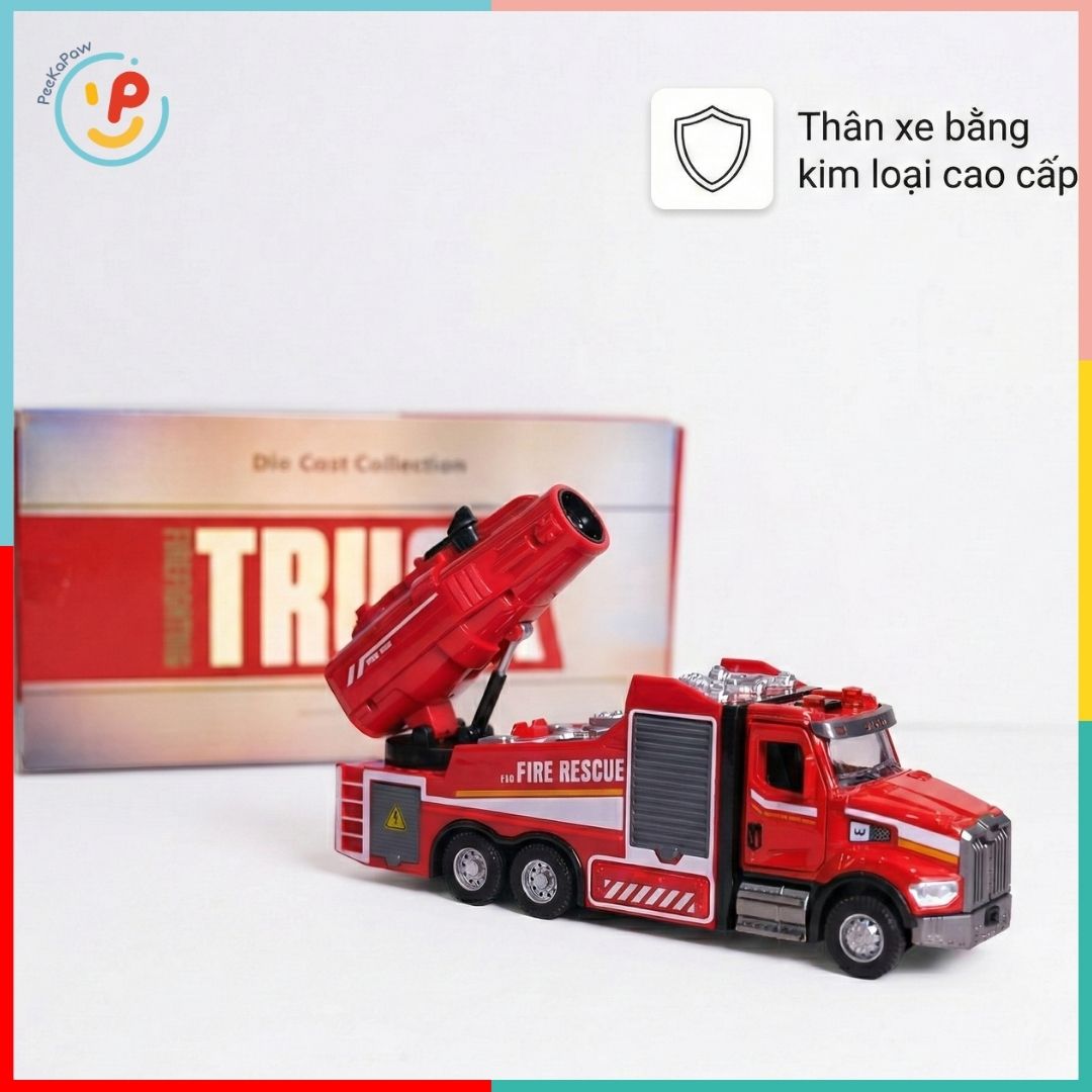 Xe cứu hoả chất liệu kim loại có phun khói 0004 PeeKaPaw Toys