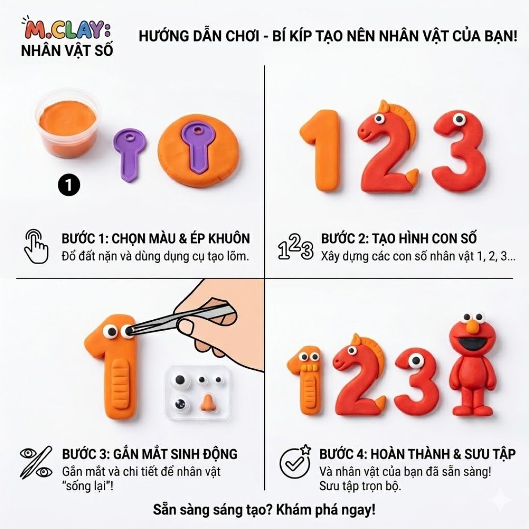 Đất Sét Nặn Tạo Hình Số Hình Khối Cho Bé Học Toán Sáng Tạo 5824-B PeeKaPaw Toys
