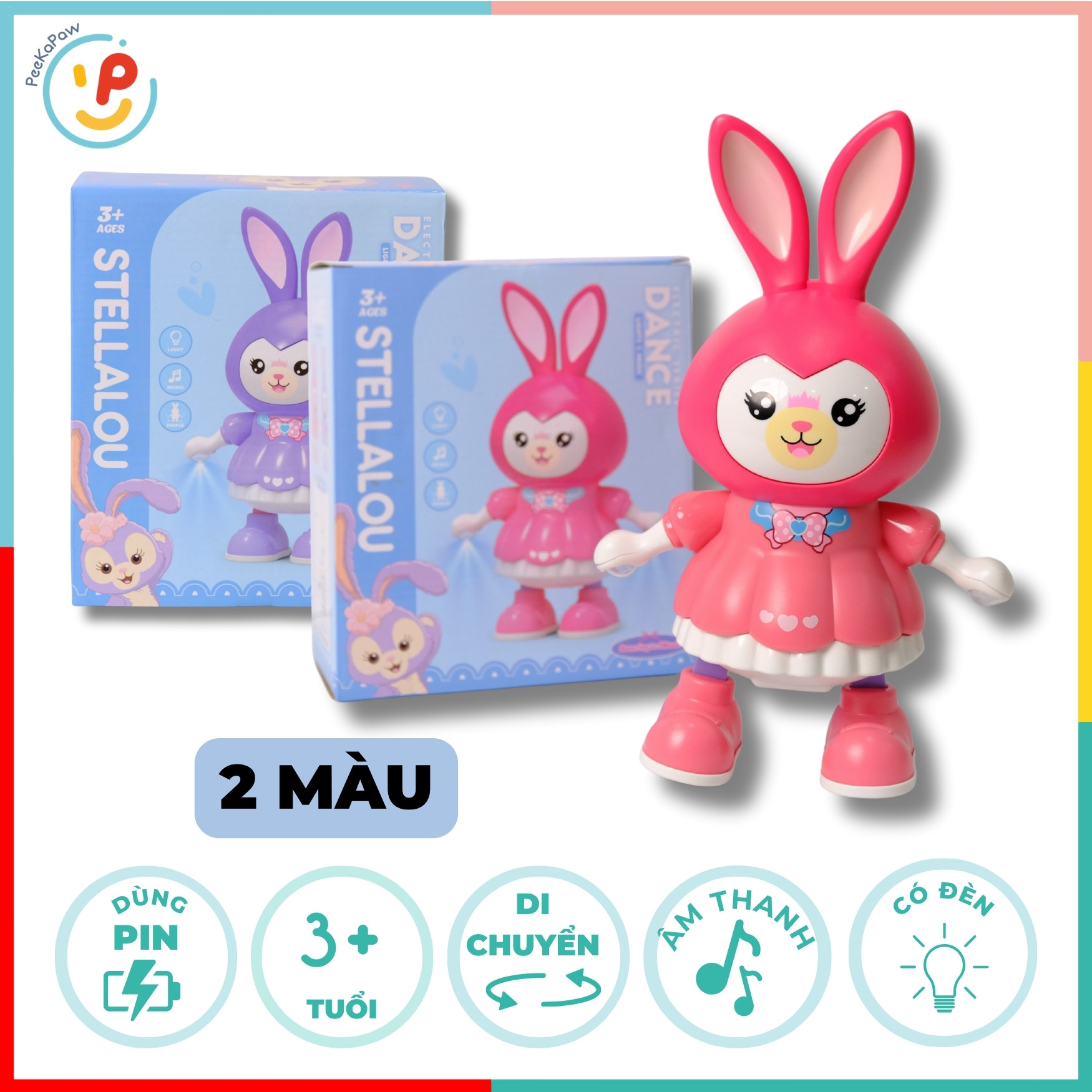 Đồ chơi Thỏ nhảy múa có đèn nhạc cho bé 9903 PeeKaPaw Toys