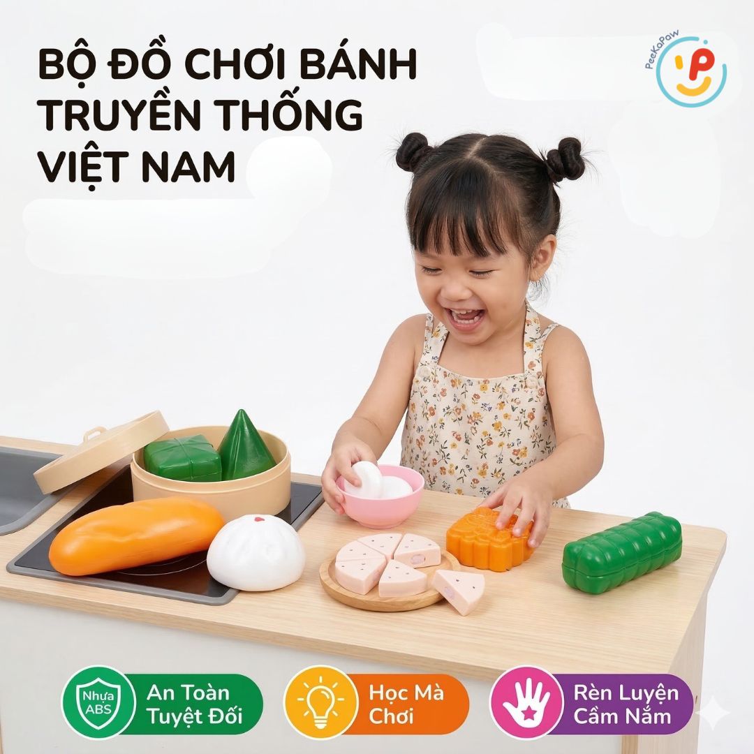 Bộ đồ chơi nhà bếp các loại bánh Truyền Thống Việt Nam HT04 PeeKaPaw Toys