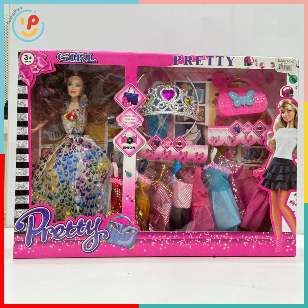 Búp bê thời trang công chúa váy dạ hội kèm phụ kiện vương miện túi xách – PeeKaPaw Toys