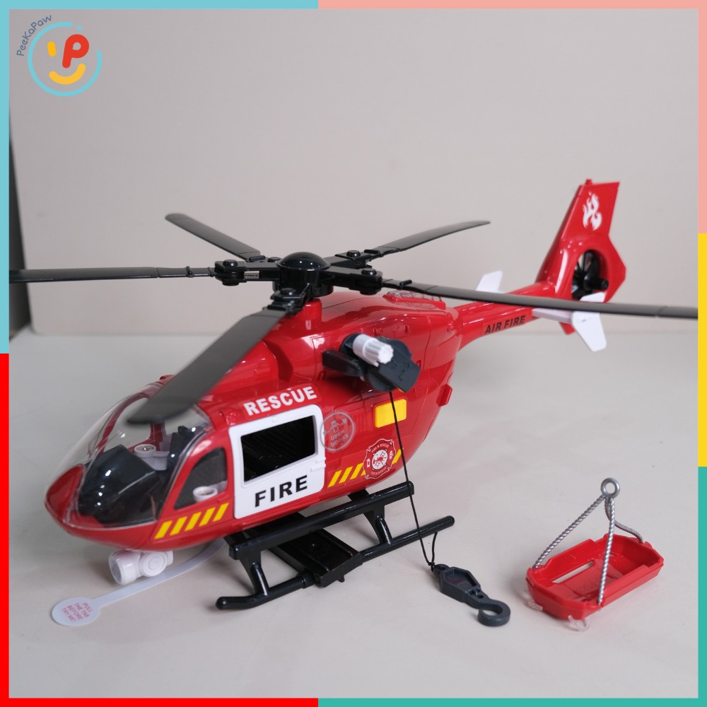 Máy bay trực thăng cứu hỏa ToyStar 666-51Q có đèn âm thanh PeeKaPaw Toys