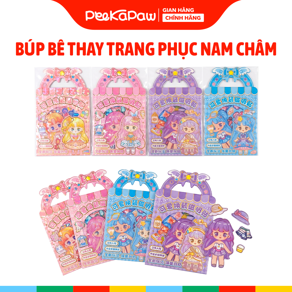 Bộ búp bê thay trang phục nam châm nhiều mẫu dễ thương PeeKaPaw Toys