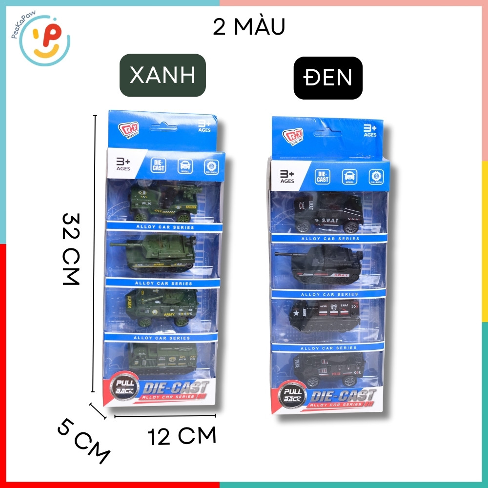 Hộp 4 Xe Tăng Kim Loại Chạy Trớn 52259 PeeKaPaw Toys