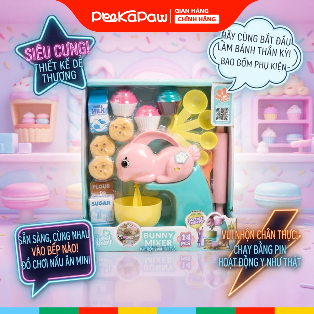 Đồ Chơi Máy Đánh Trứng Làm Bánh Thỏ Bunny SWEET HEART SH59002A PeeKaPaw Toys