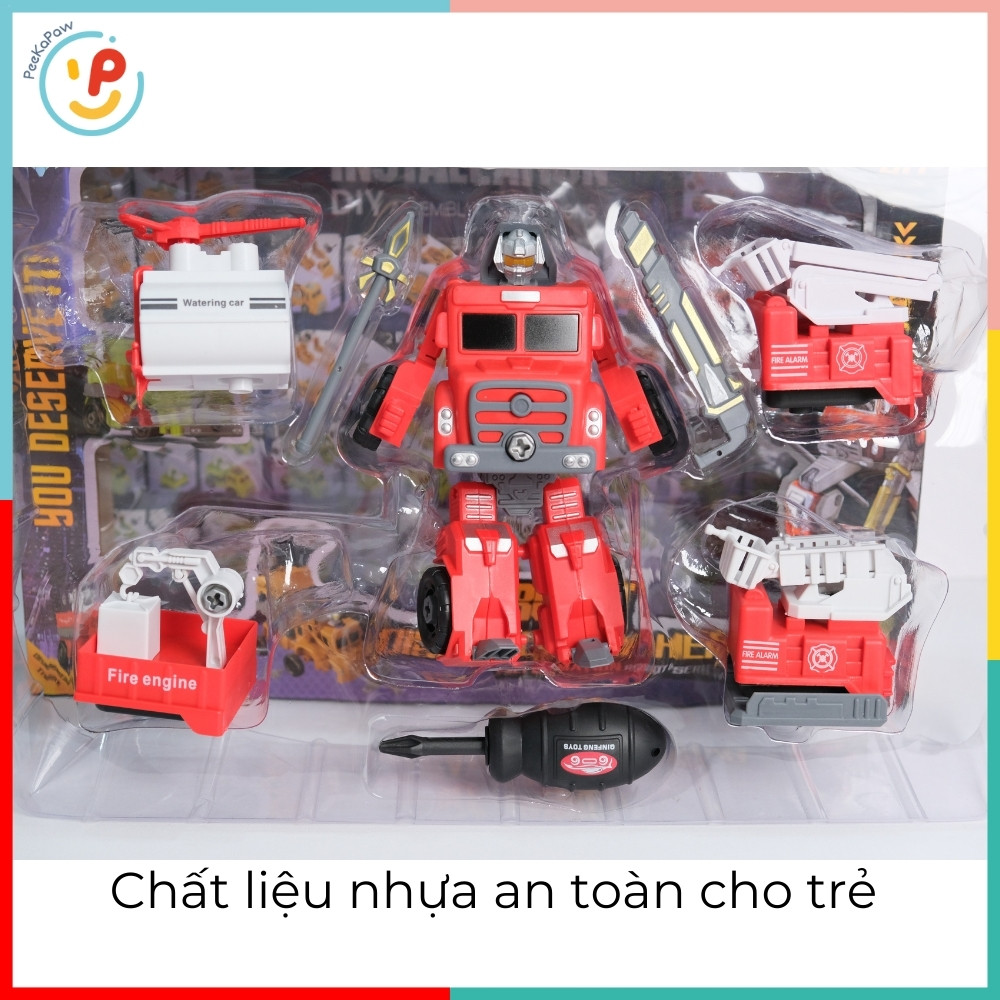 Robot Biến Hình Xe Cứu Hoả 606-C79 Đồ Chơi Lắp Ráp PeeKaPaw Toys